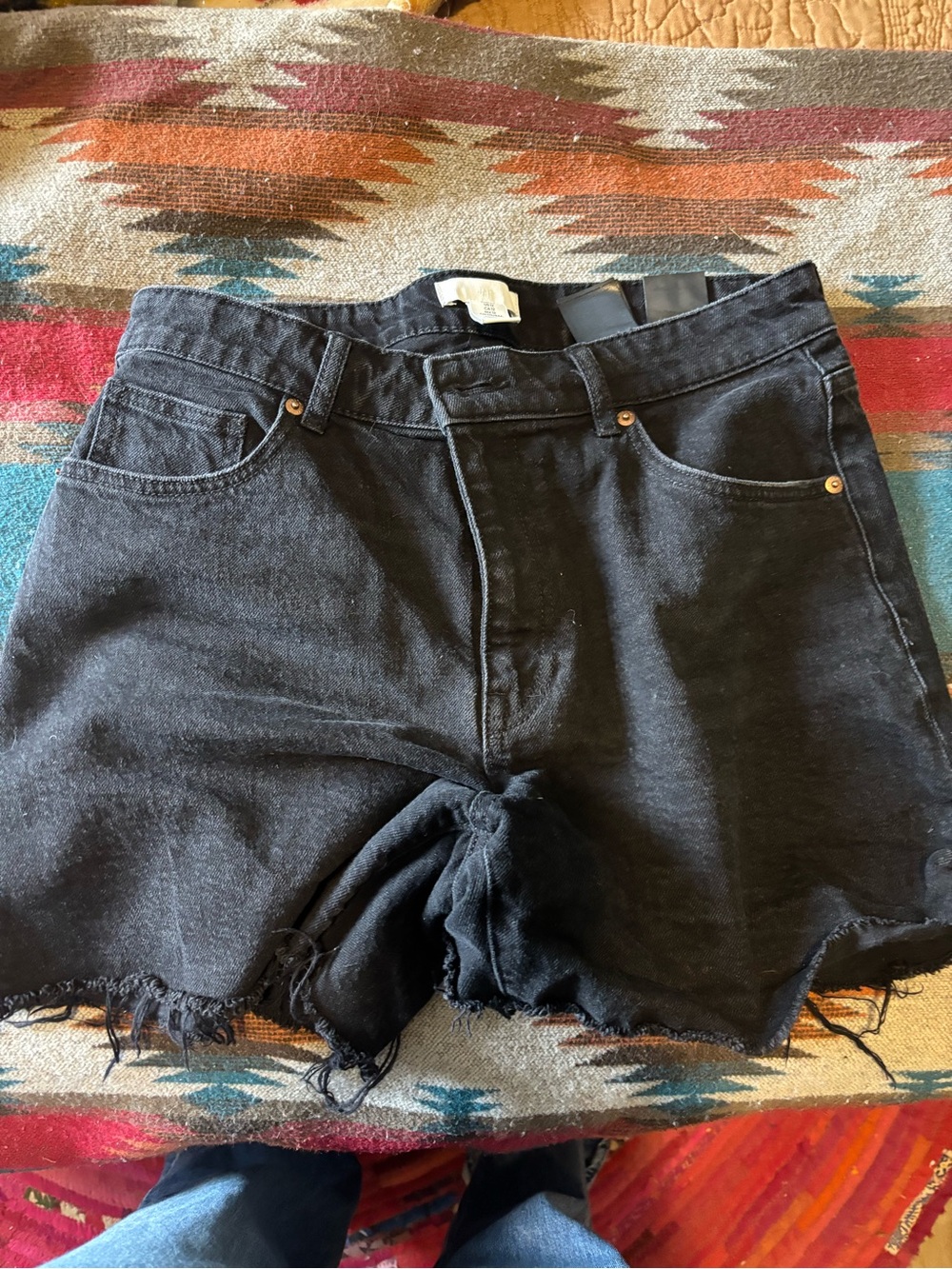 H&M Black High-Waist Denim Cutoff Shorts